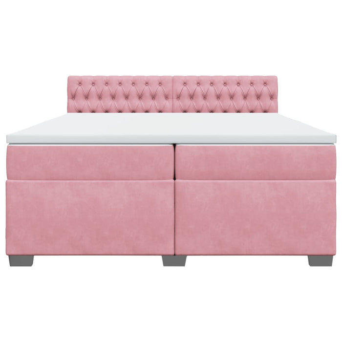 Pat box spring cu saltea, roz, 200x200 cm, catifea - WALTI WALTI