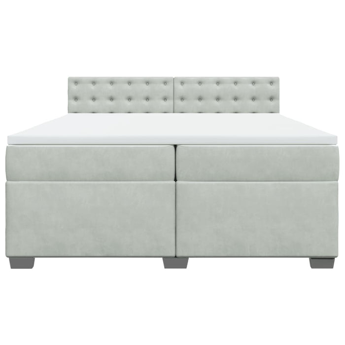 Pat box spring cu saltea, gri deschis, 200x200 cm, catifea - WALTI WALTI