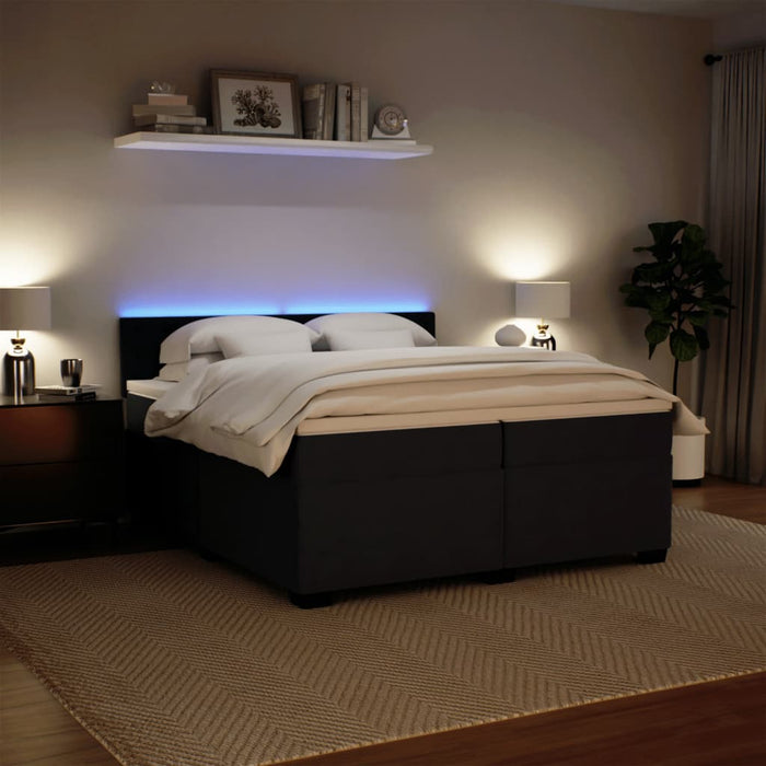 Pat box spring cu saltea, gri închis, 200x200 cm, catifea - WALTI WALTI