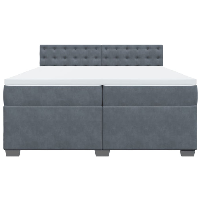 Pat box spring cu saltea, gri închis, 200x200 cm, catifea - WALTI WALTI