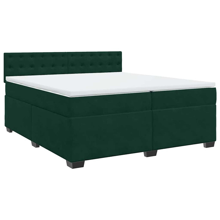 Pat box spring cu saltea, verde închis, 200x200 cm, catifea - WALTI WALTI