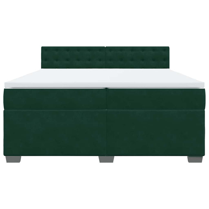 Pat box spring cu saltea, verde închis, 200x200 cm, catifea - WALTI WALTI