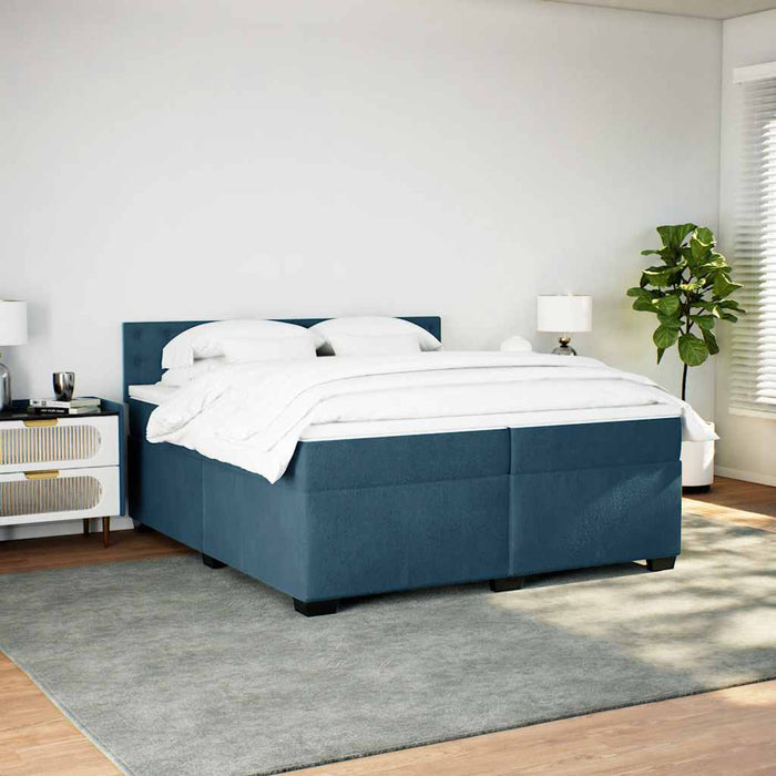 Pat box spring cu saltea, albastru, 200x200 cm, catifea - WALTI WALTI