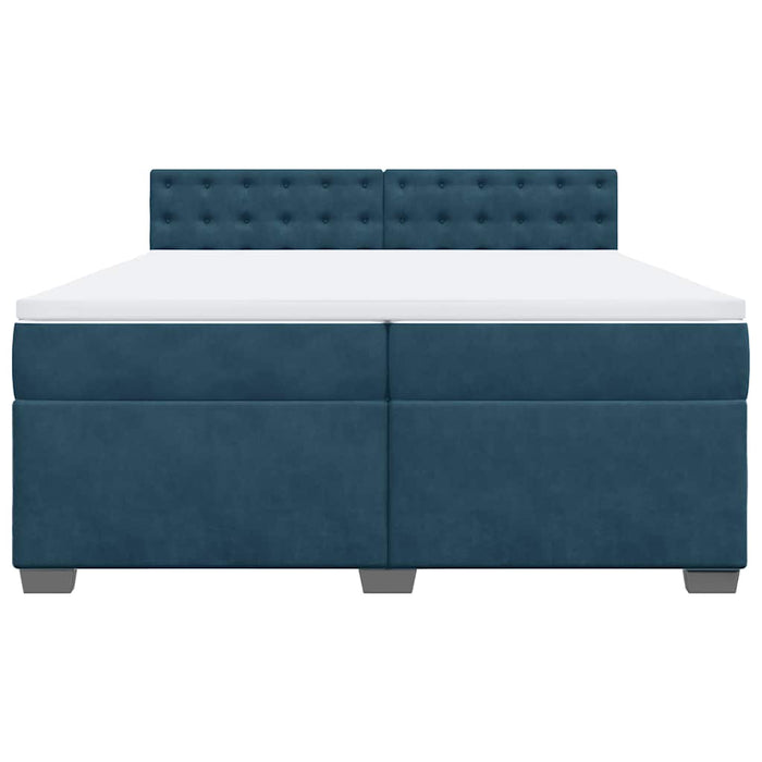 Pat box spring cu saltea, albastru, 200x200 cm, catifea - WALTI WALTI