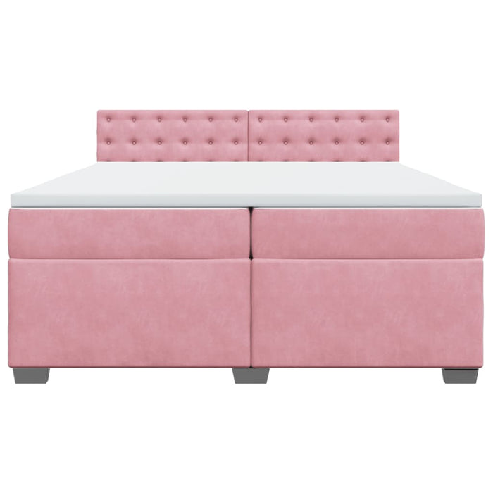 Pat box spring cu saltea, roz, 200x200 cm, catifea - WALTI WALTI