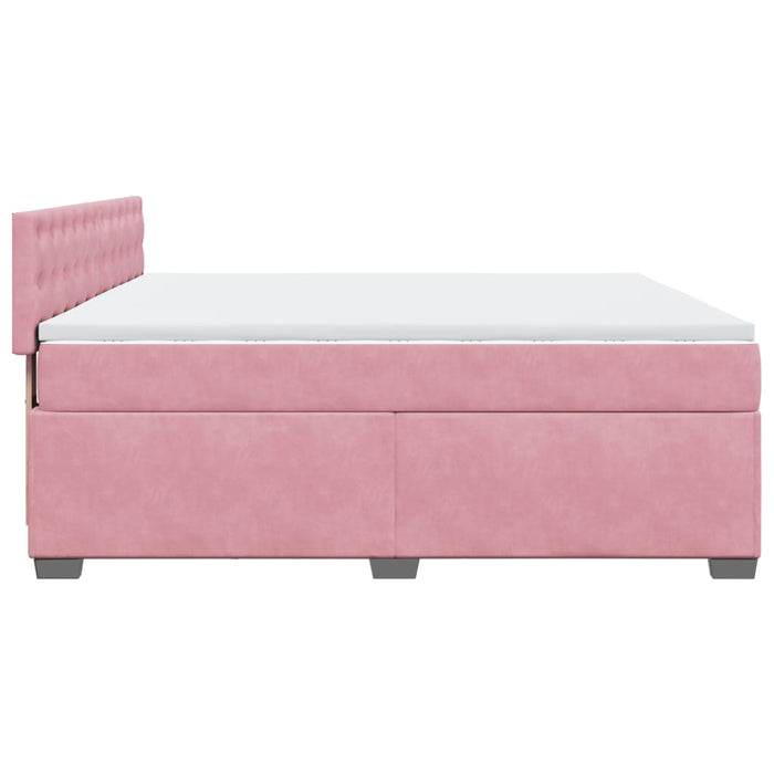 Pat box spring cu saltea, roz, 200x200 cm, catifea - WALTI WALTI
