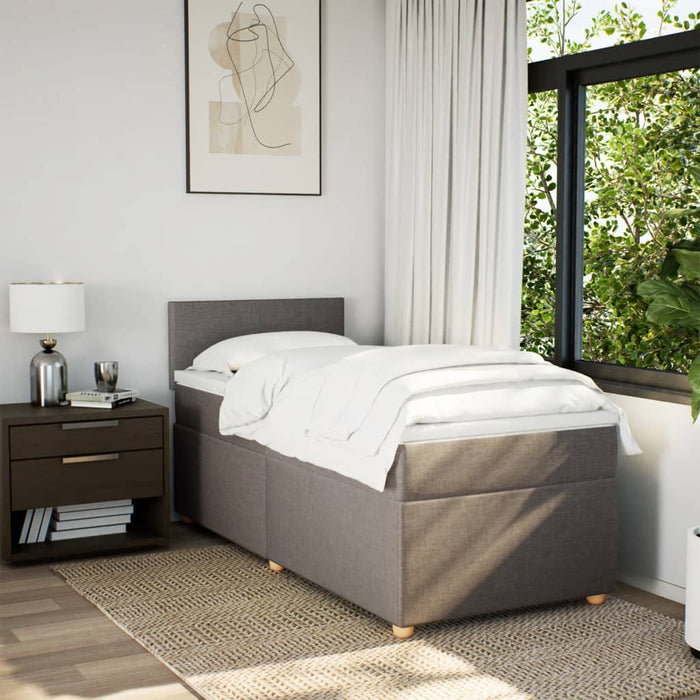 Pat box spring cu saltea, gri taupe, 80x200 cm, textil - WALTI WALTI