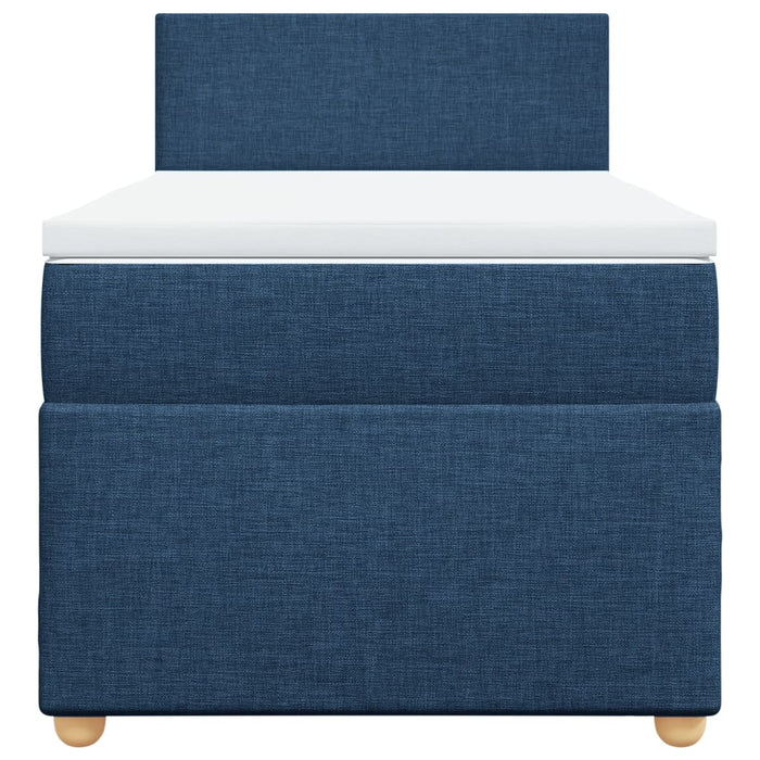 Pat box spring cu saltea, albastru, 80x200 cm, textil - WALTI WALTI