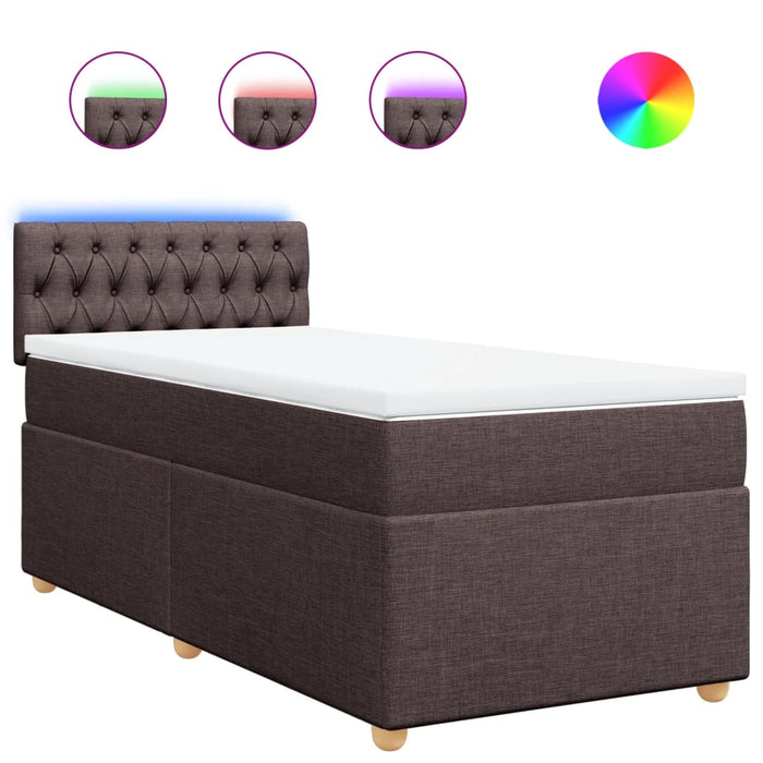 Pat box spring cu saltea, maro închis, 80x200 cm, textil - WALTI WALTI