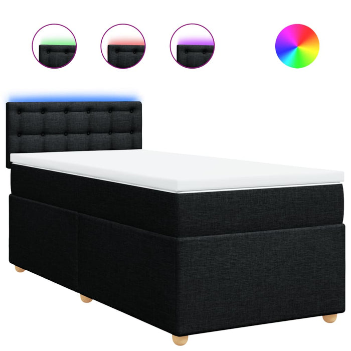Pat box spring cu saltea, negru, 80x200 cm, textil - WALTI WALTI