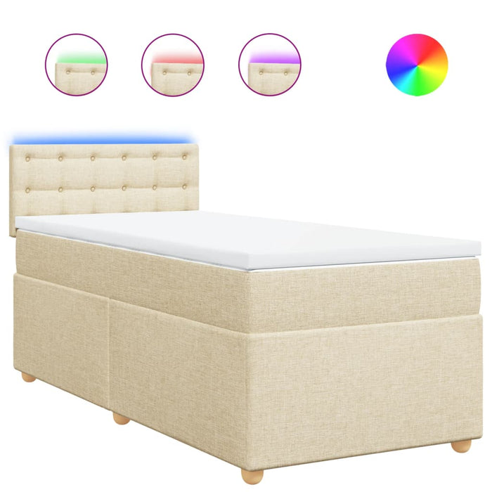 Pat box spring cu saltea, crem, 80x200 cm, textil - WALTI WALTI