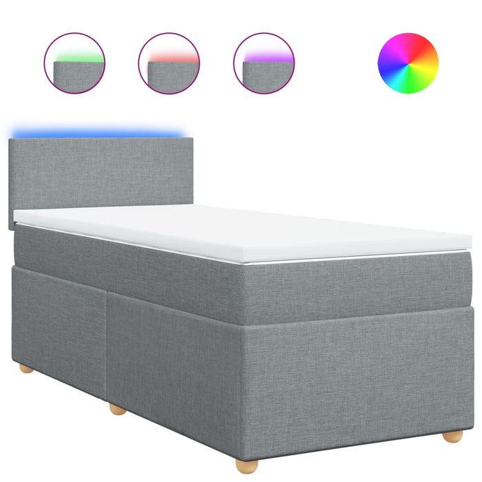 Pat box spring cu saltea, gri deschis, 90x190 cm, textil - WALTI WALTI