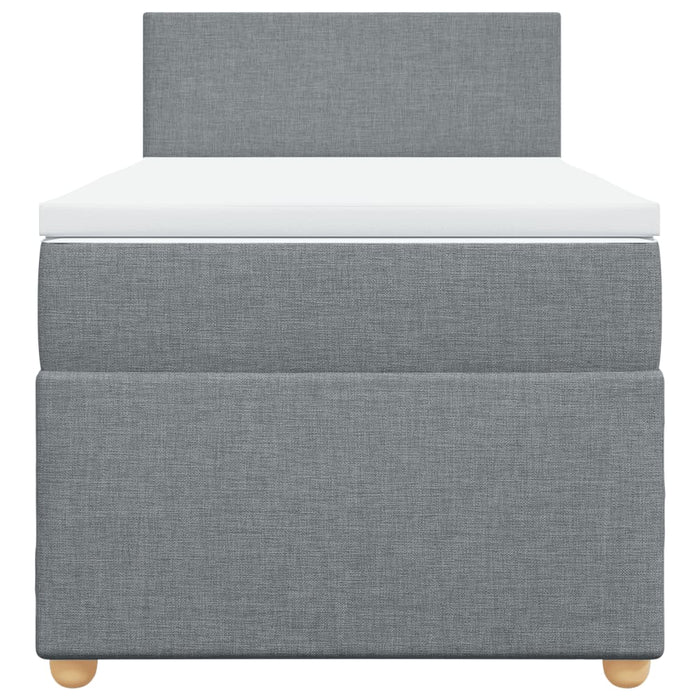 Pat box spring cu saltea, gri deschis, 90x190 cm, textil - WALTI WALTI