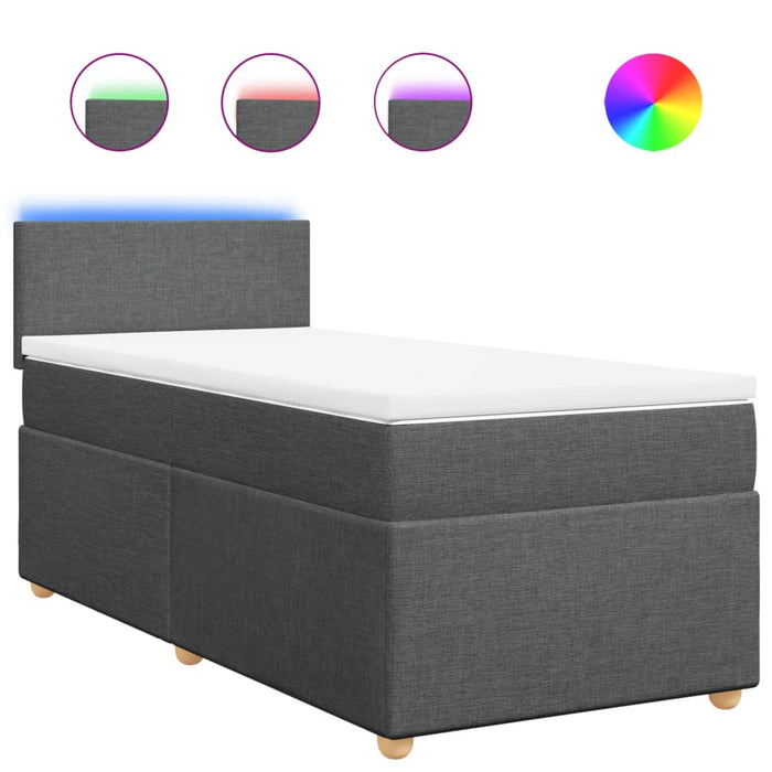 Pat box spring cu saltea, gri închis, 90x190 cm, textil - WALTI WALTI