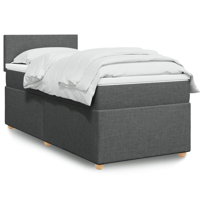 Pat box spring cu saltea, gri închis, 90x190 cm, textil - WALTI WALTI