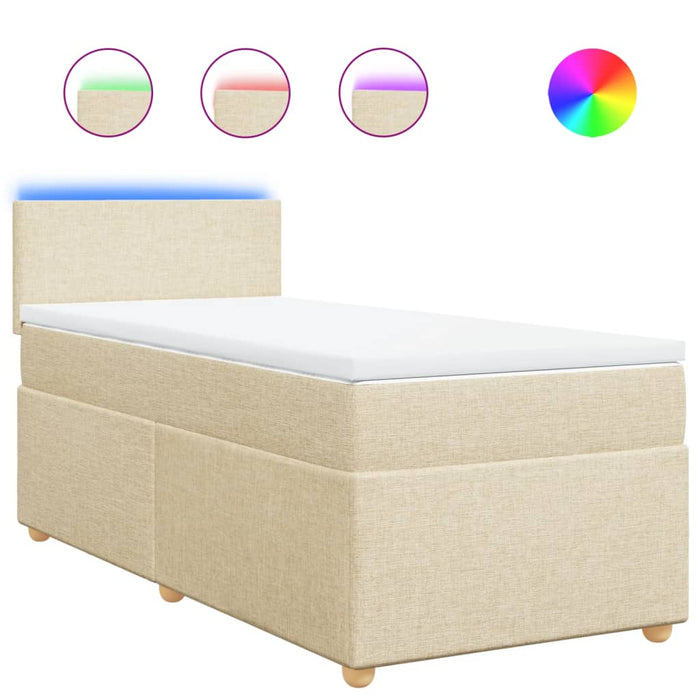 Pat box spring cu saltea, crem, 90x190 cm, textil - WALTI WALTI