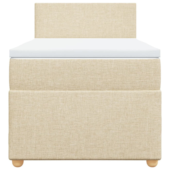 Pat box spring cu saltea, crem, 90x190 cm, textil - WALTI WALTI