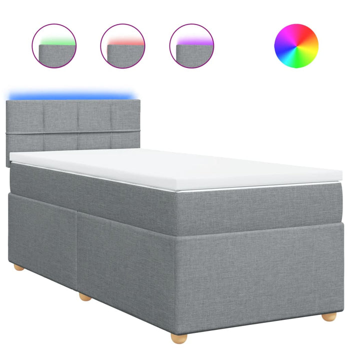 Pat box spring cu saltea, gri deschis, 90x190 cm, textil - WALTI WALTI