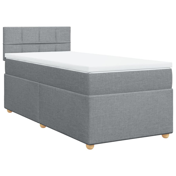 Pat box spring cu saltea, gri deschis, 90x190 cm, textil - WALTI WALTI