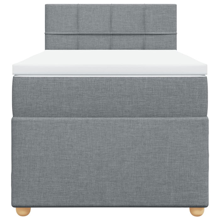 Pat box spring cu saltea, gri deschis, 90x190 cm, textil - WALTI WALTI