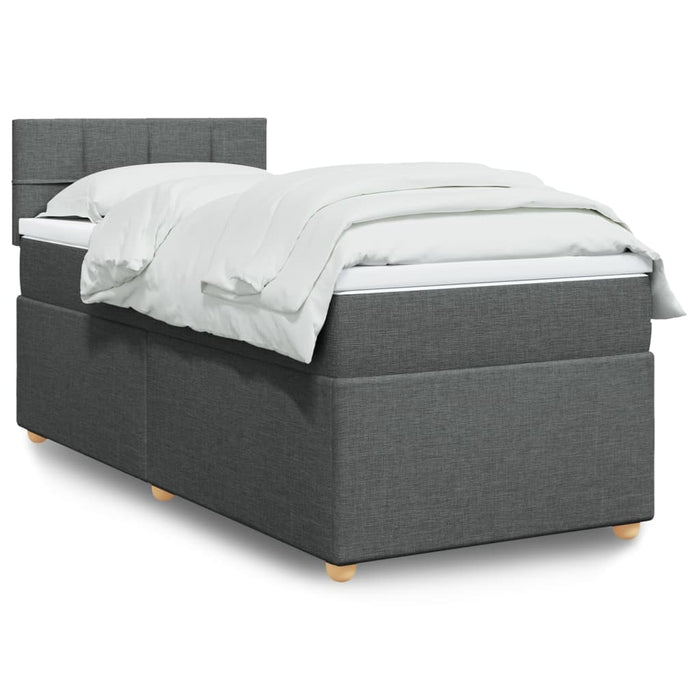 Pat box spring cu saltea, gri închis, 90x190 cm, textil - WALTI WALTI
