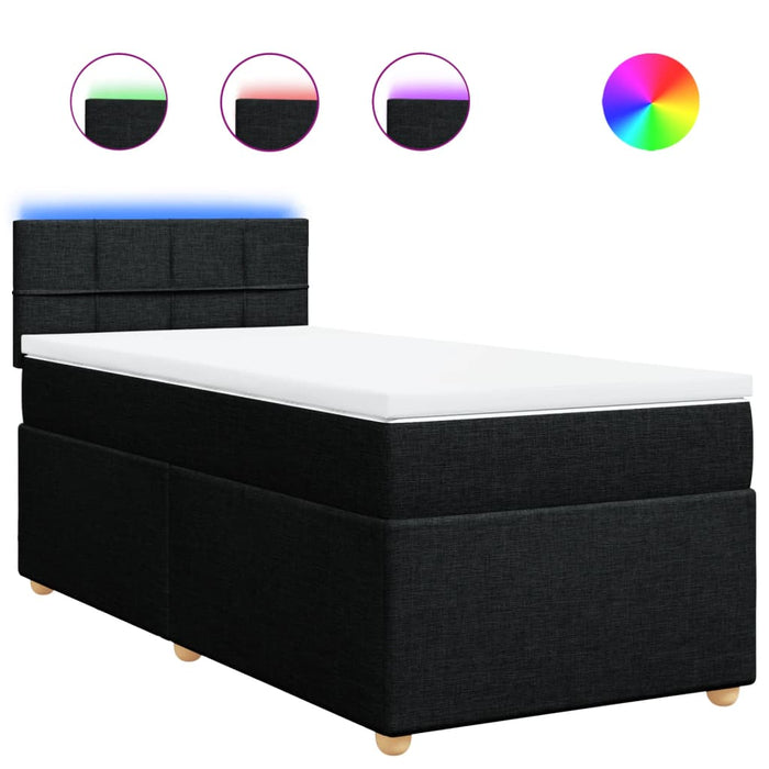 Pat box spring cu saltea, negru, 90x190 cm, textil - WALTI WALTI
