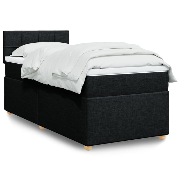 Pat box spring cu saltea, negru, 90x190 cm, textil - WALTI WALTI