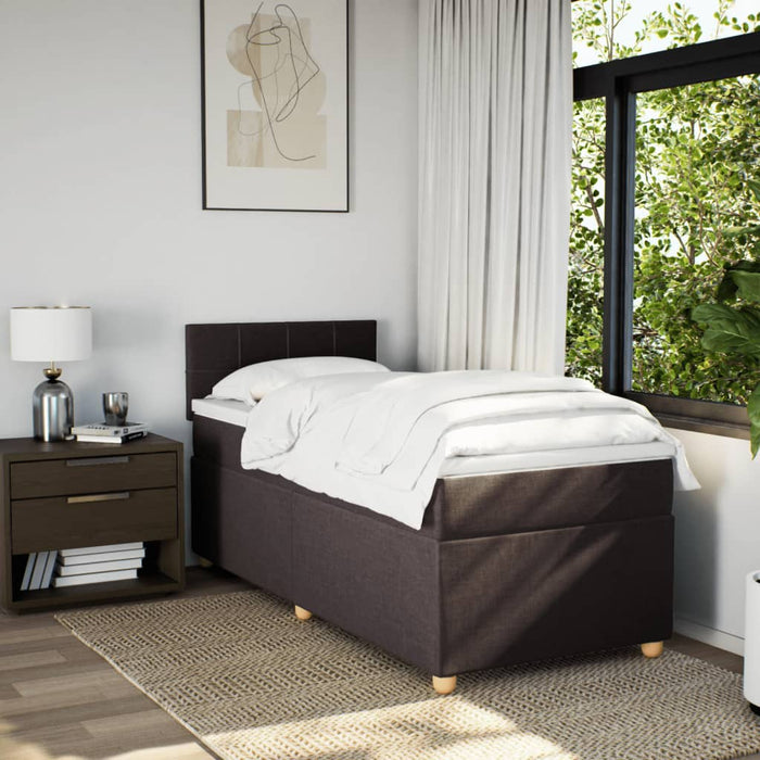 Pat box spring cu saltea, maro închis, 90x190 cm, textil WALTI