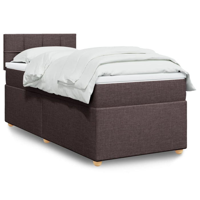 Pat box spring cu saltea, maro închis, 90x190 cm, textil WALTI