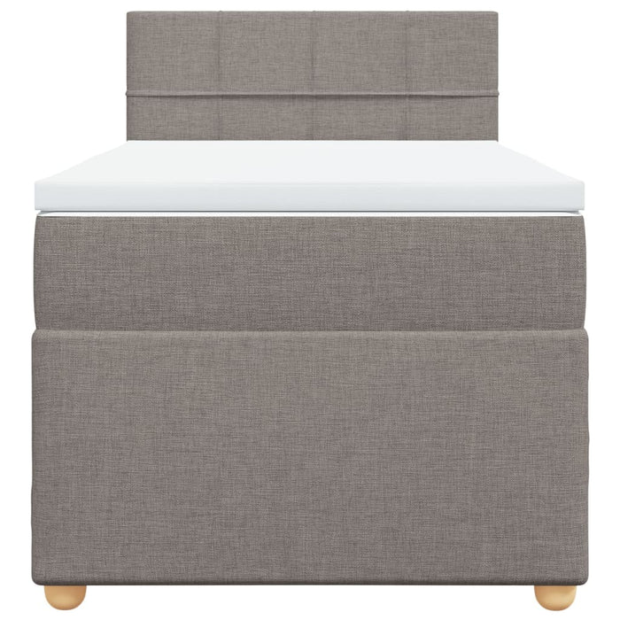 Pat box spring cu saltea, gri taupe, 90x190 cm, textil - WALTI WALTI