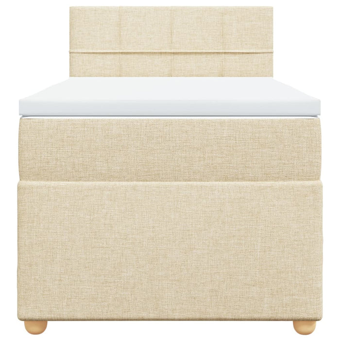 Pat box spring cu saltea, crem, 90x190 cm, textil - WALTI WALTI