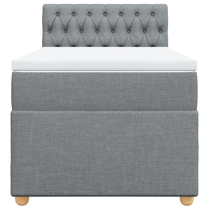 Pat box spring cu saltea, gri deschis, 90x190 cm, textil - WALTI WALTI
