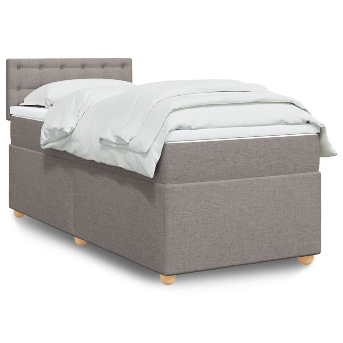 Pat box spring cu saltea, gri taupe, 90x190 cm, textil WALTI