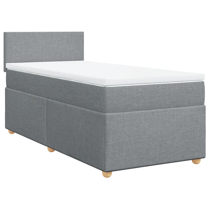 Pat box spring cu saltea, gri deschis, 90x200 cm, textil - WALTI WALTI