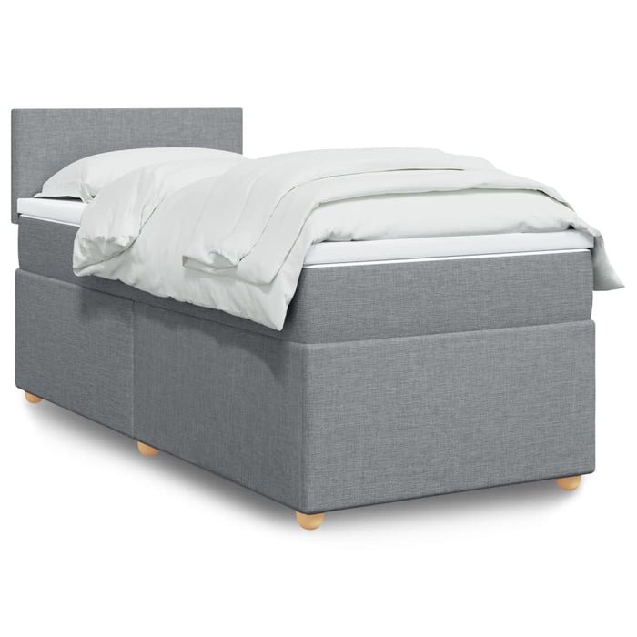 Pat box spring cu saltea, gri deschis, 90x200 cm, textil - WALTI WALTI