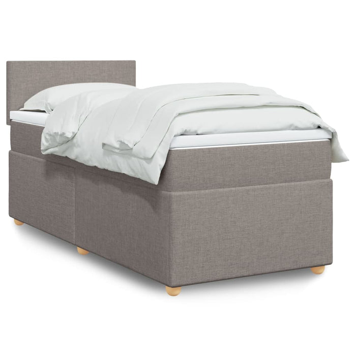 Pat box spring cu saltea, gri taupe, 90x200 cm, textil - WALTI WALTI