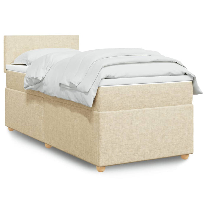 Pat box spring cu saltea, crem, 90x200 cm, textil - WALTI WALTI