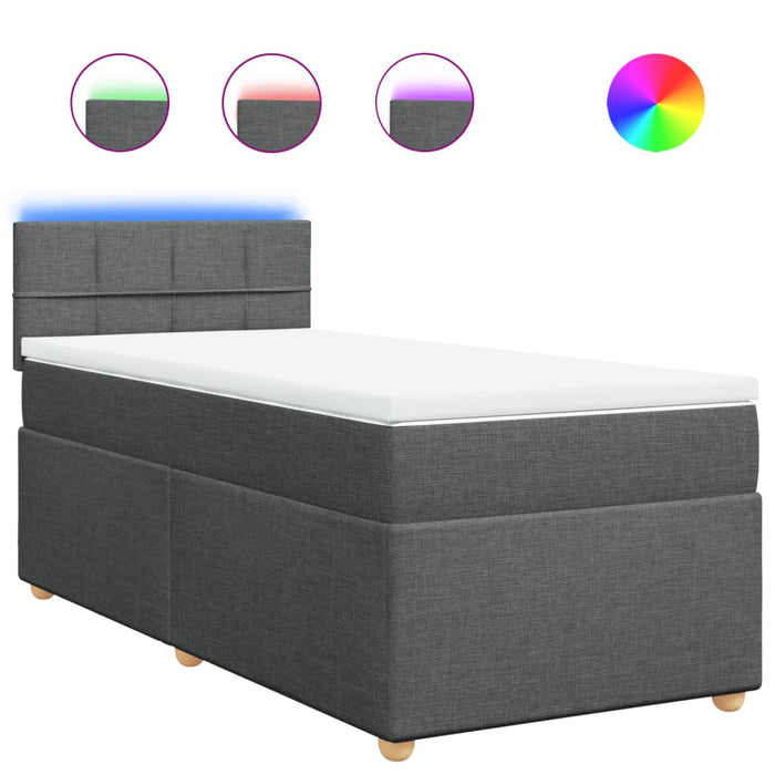 Pat box spring cu saltea, gri închis, 90x200 cm, textil - WALTI WALTI