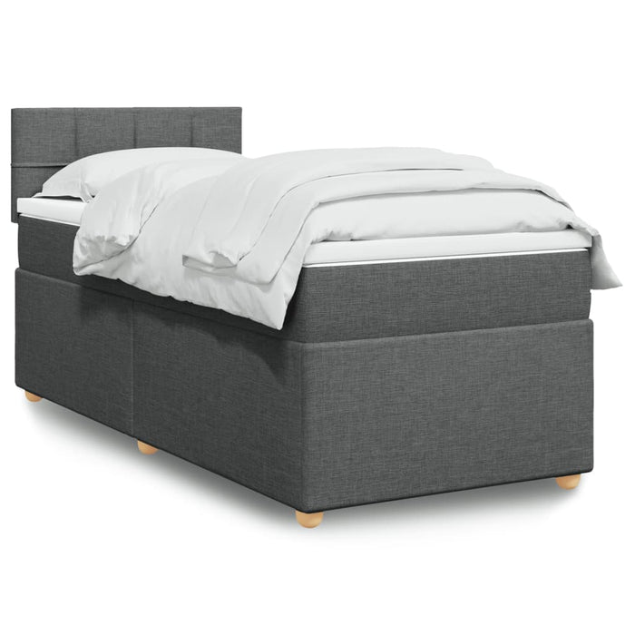 Pat box spring cu saltea, gri închis, 90x200 cm, textil - WALTI WALTI