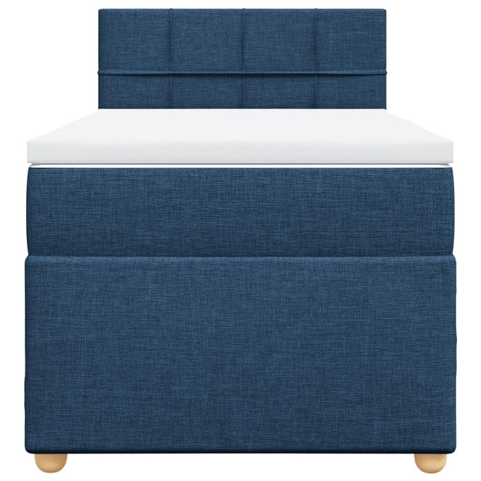 Pat box spring cu saltea, albastru, 90x200 cm, textil - WALTI WALTI