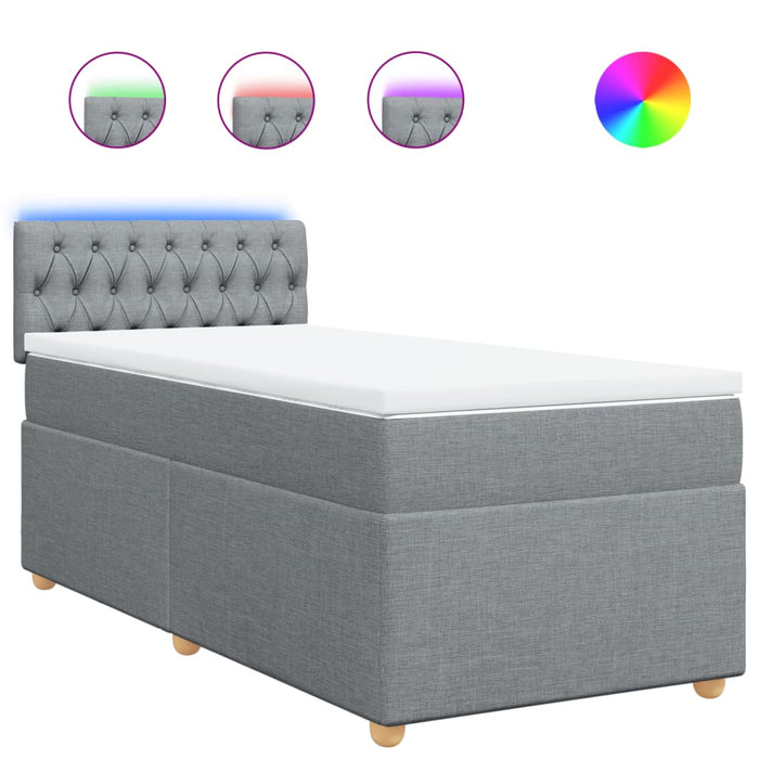 Pat box spring cu saltea, gri deschis, 90x200 cm, textil - WALTI WALTI