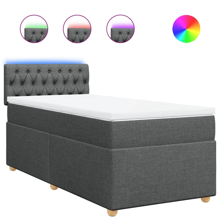 Pat box spring cu saltea, gri închis, 90x200 cm, textil - WALTI WALTI