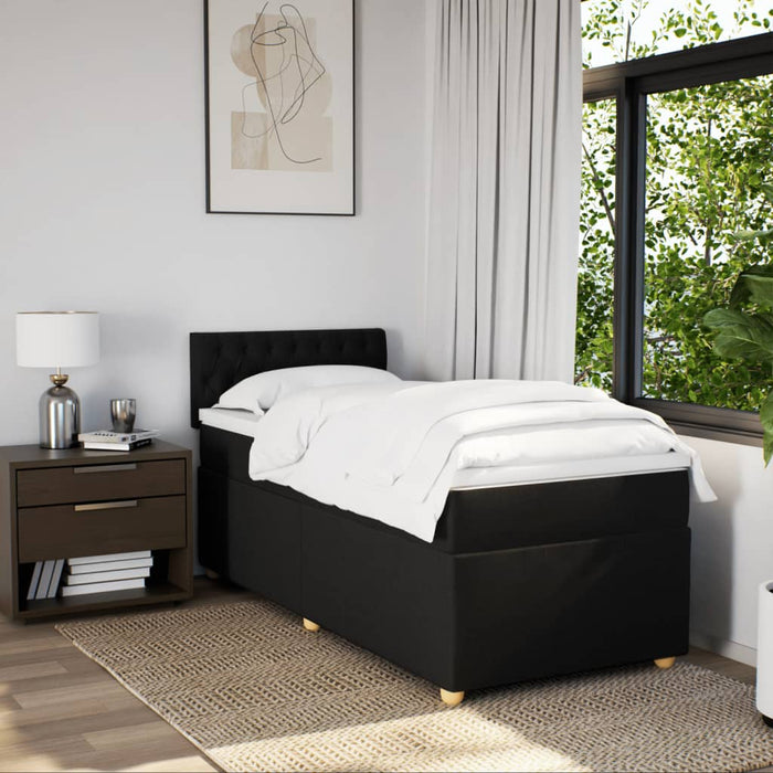 Pat box spring cu saltea, negru, 90x200 cm, textil - WALTI WALTI