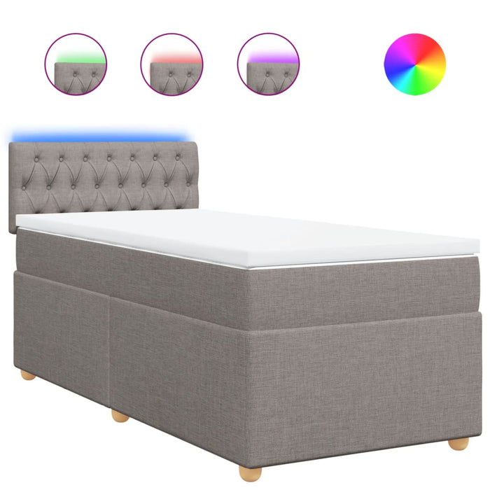 Pat box spring cu saltea, gri taupe, 90x200 cm, textil - WALTI WALTI