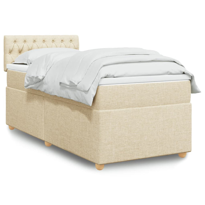 Pat box spring cu saltea, crem, 90x200 cm, textil - WALTI WALTI