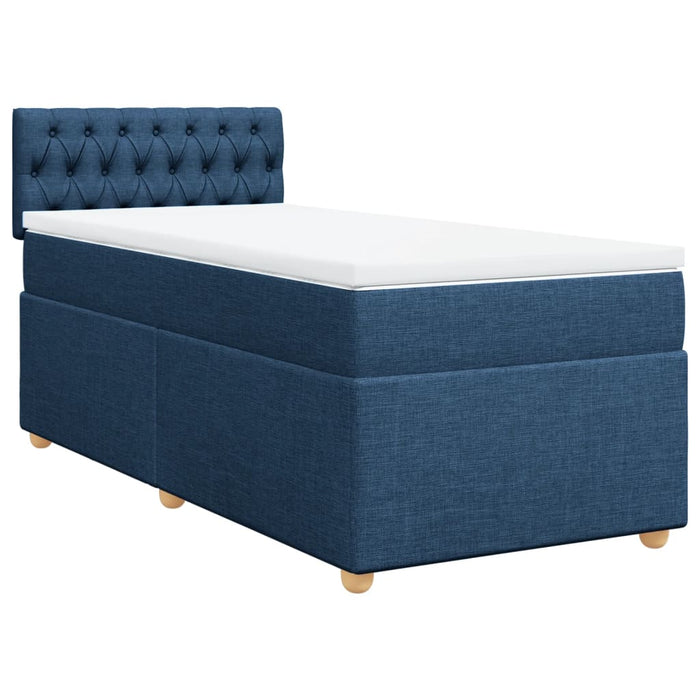 Pat box spring cu saltea, albastru, 90x200 cm, textil - WALTI WALTI