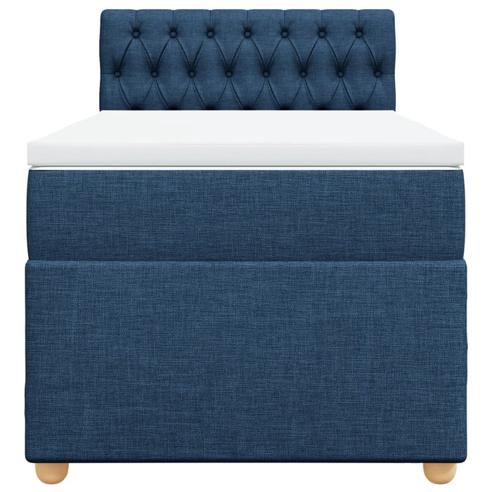 Pat box spring cu saltea, albastru, 90x200 cm, textil - WALTI WALTI