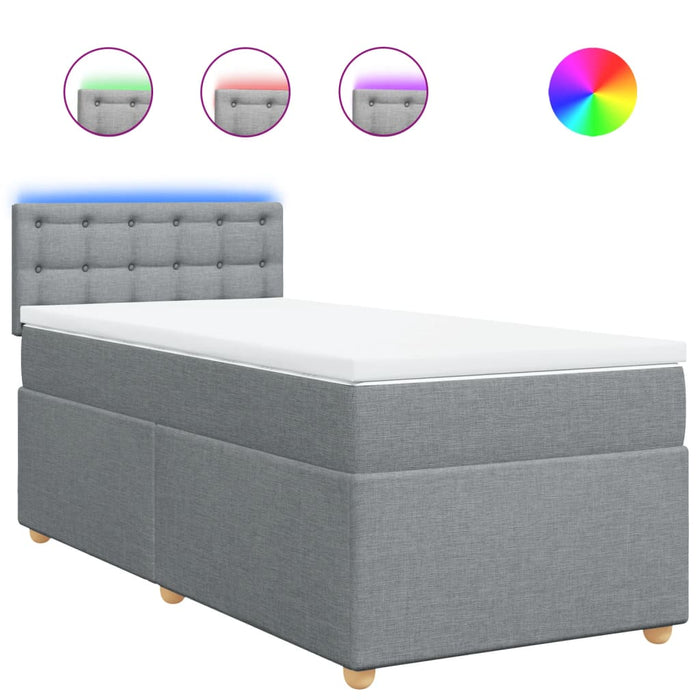 Pat box spring cu saltea, gri deschis, 90x200 cm, textil - WALTI WALTI