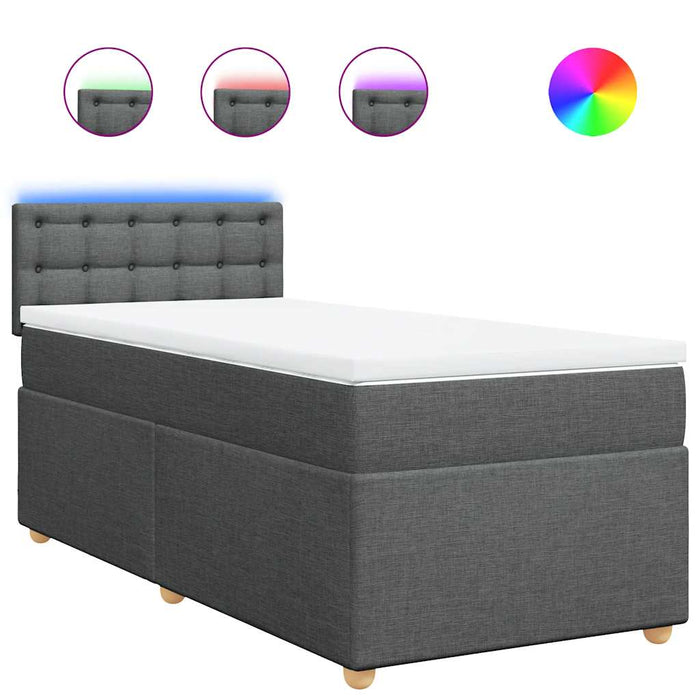 Pat box spring cu saltea, gri închis, 90x200 cm, textil - WALTI WALTI