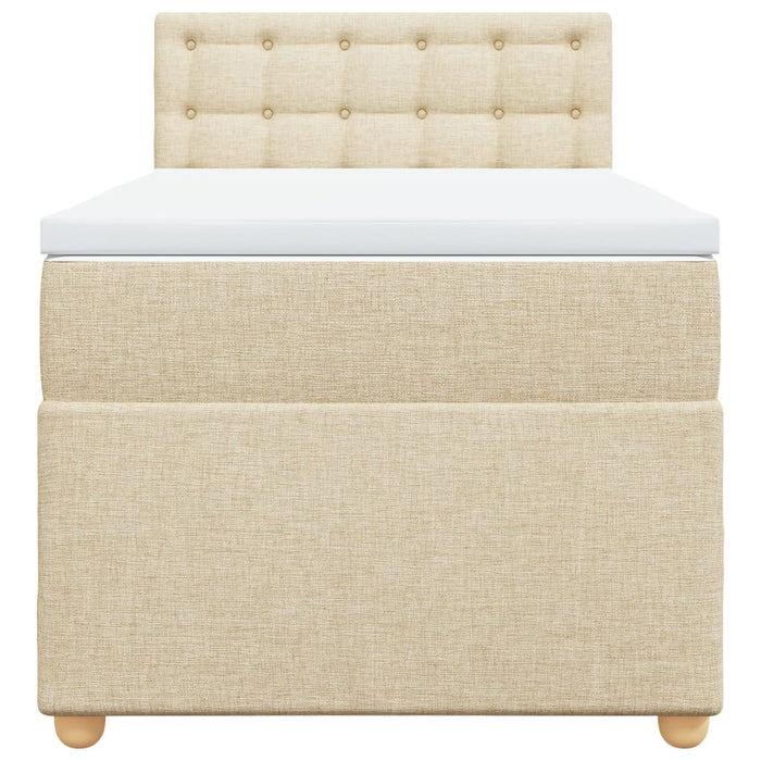 Pat box spring cu saltea, crem, 90x200 cm, textil - WALTI WALTI